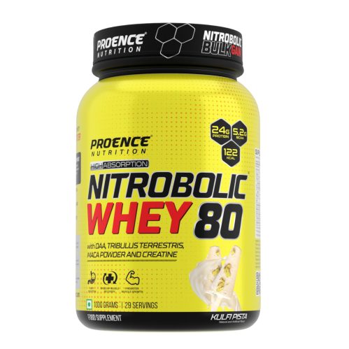Proence Nitrobolic Whey 80 Protein Powder - 1 Kg (2.2 Lbs), Kulfi Pista