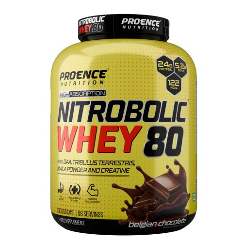 Proence Nitrobolic Whey 80 Protein Powder - 2 Kg (4.4 Lbs), Belgian Chocolate