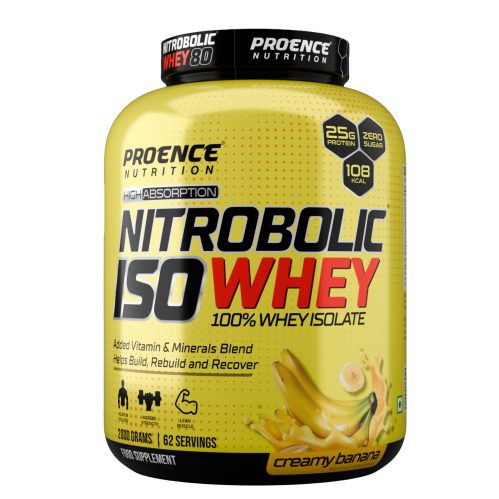 Proence Nitrobolic ISO Whey Protein Powder - 2 Kg (4.4 Lbs), Creamy Banana