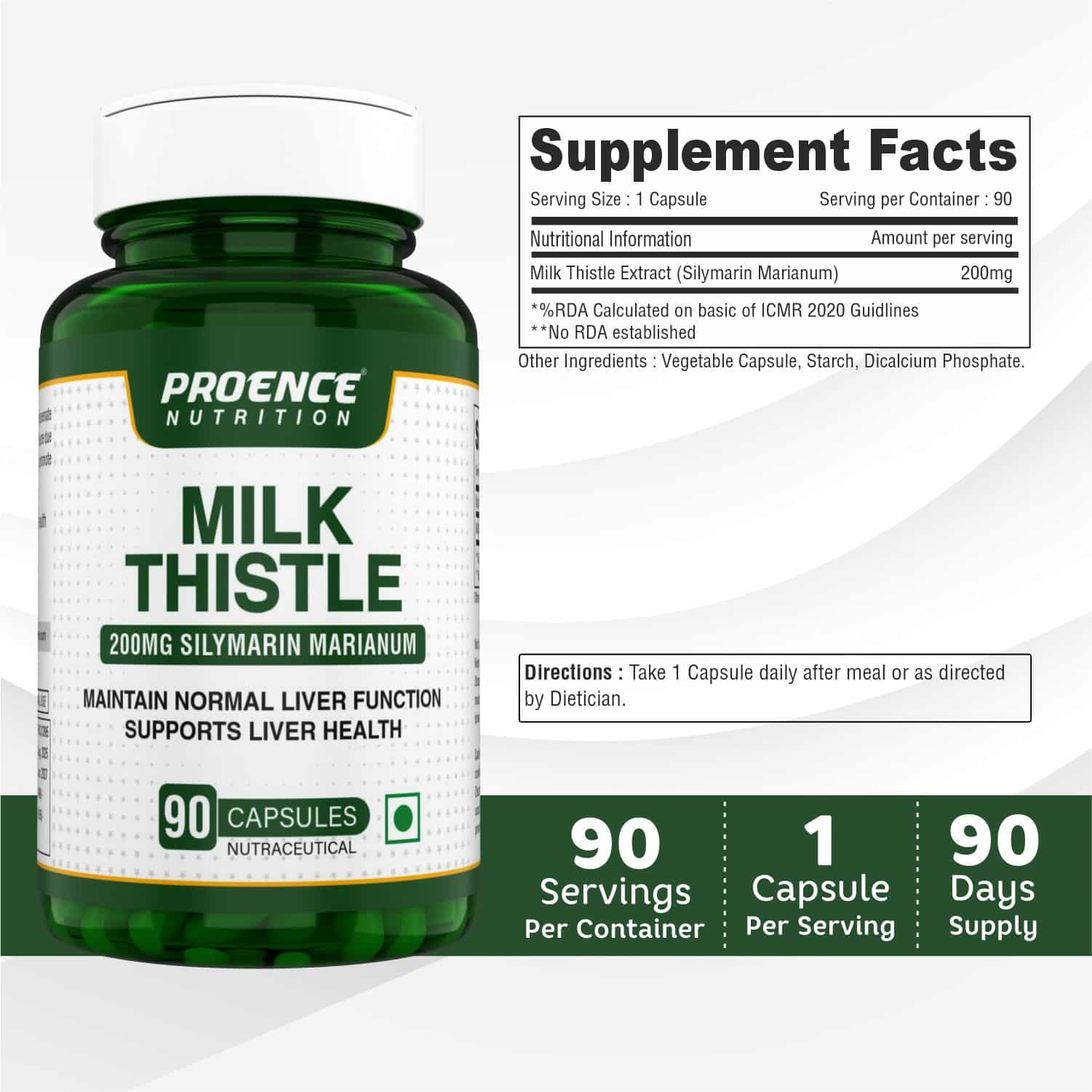 Proence Milk Thistle 200 mg, 90 Capsules - Image 2